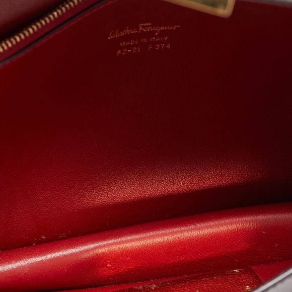 SALVATORE FERRAGAMO Burgundy Leather Grommets Aileen Top Handle Bag - Picture 8 of 8